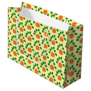 Halloween Monstera Plant in Pumpkin Patterned Large Gift Bag