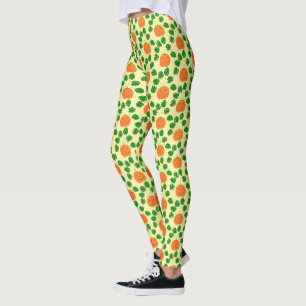 Halloween Monstera Plant in Pumpkin Patterned Leggings