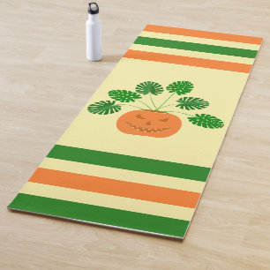 Halloween Monstera Plant in Pumpkin Yoga Mat