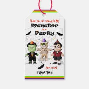 Halloween Monsters Birthday Party Gift Tags