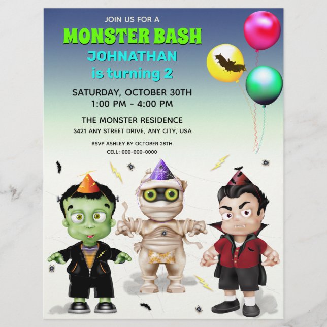 Halloween Monsters Kids Costume Party Flyer (Front)