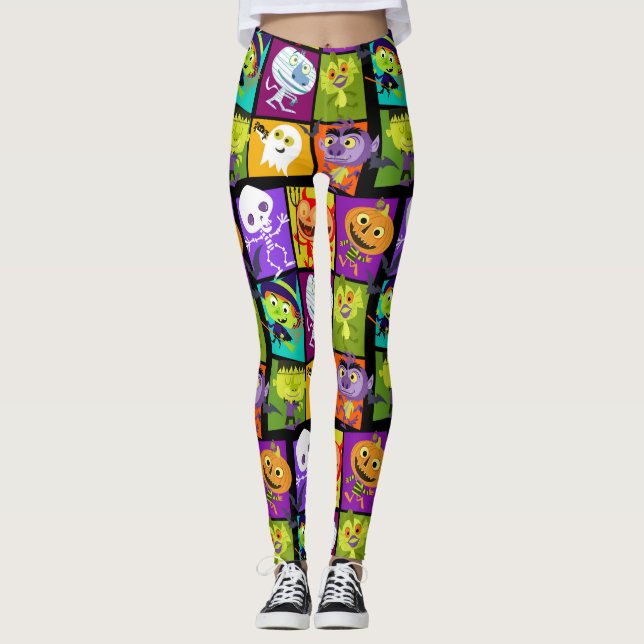 halloween monsters leggings (Front)