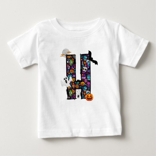Halloween monsters letter H baby t-shirt (Front)