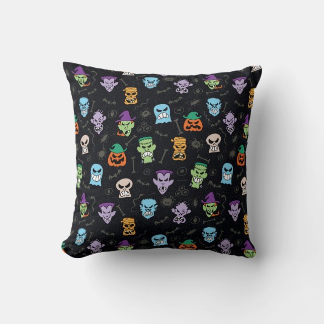 Halloween monsters making scary funny faces cushion (Front)