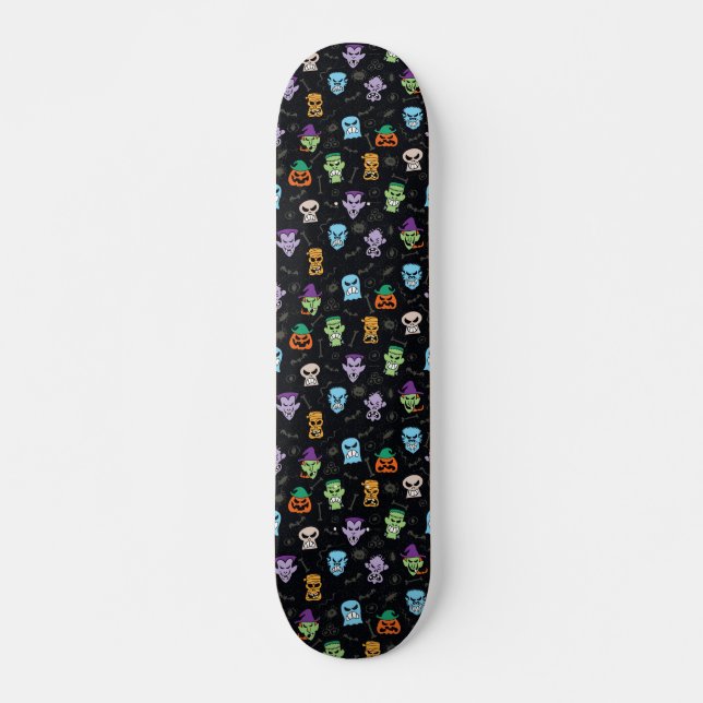Halloween monsters making scary funny faces skateboard (Front)