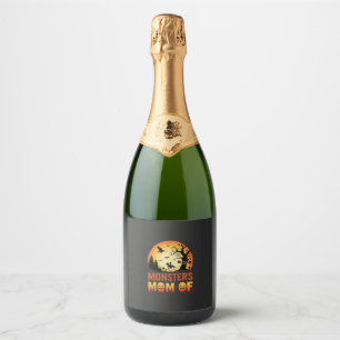 Halloween Monsters Mum of Skeleton Family Sparkling Wine Label
