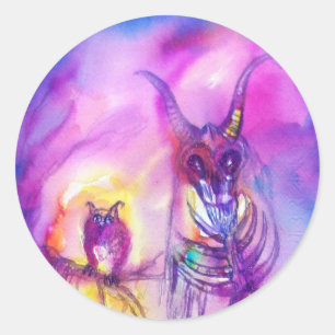 HALLOWEEN MONSTERS / ORC WAR Red Purple Fantasy Classic Round Sticker