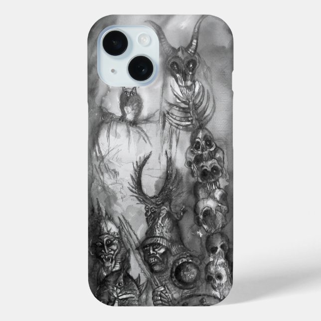 HALLOWEEN MONSTERS / ORK WAR Black White Fantasy Case-Mate iPhone Case (Back)