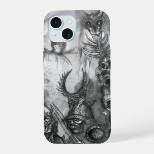 HALLOWEEN MONSTERS / ORK WAR Black White Fantasy iPhone 15 Case