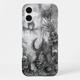 HALLOWEEN MONSTERS / ORK WAR Black White Fantasy iPhone 16 Plus Case