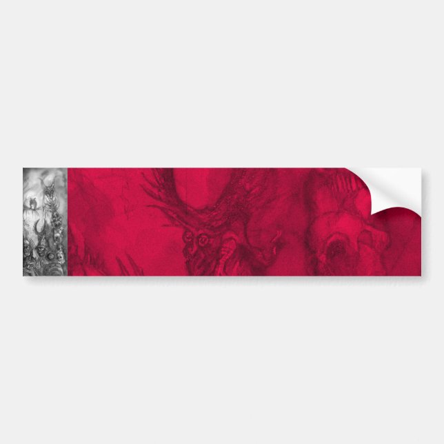 HALLOWEEN MONSTERS ORK WAR Red Black White Fantasy Bumper Sticker (Front)