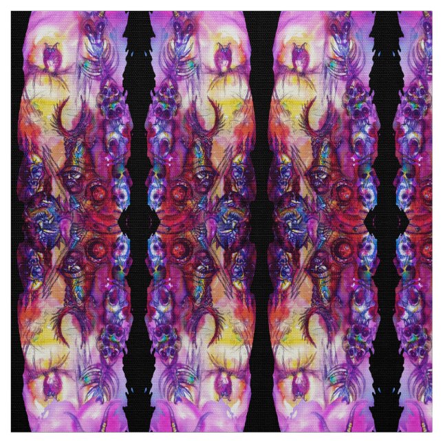 HALLOWEEN MONSTERS / ORK WAR Red Purple Fantasy Fabric (Swatch)
