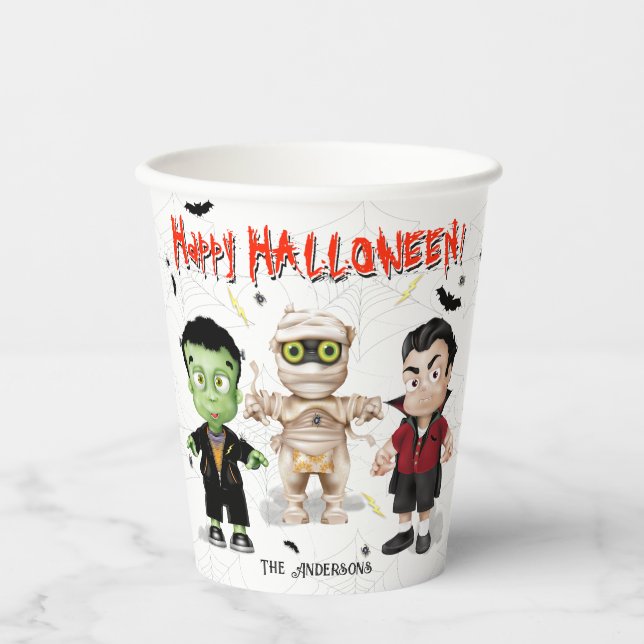 Halloween Monsters Party Paper Cups (Front)