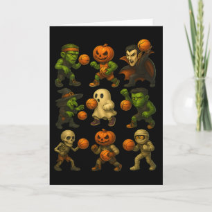 Halloween Monsters Playing Sketll Funny Costume 2 Card