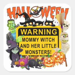 Halloween Monsters Square Sticker
