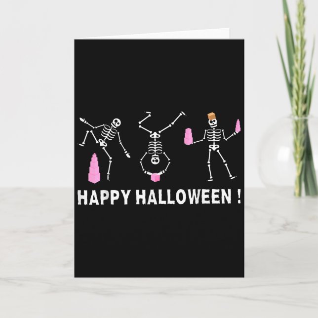 Halloween Montessori Teacher Skeleton Dancing Educ Card (Front)