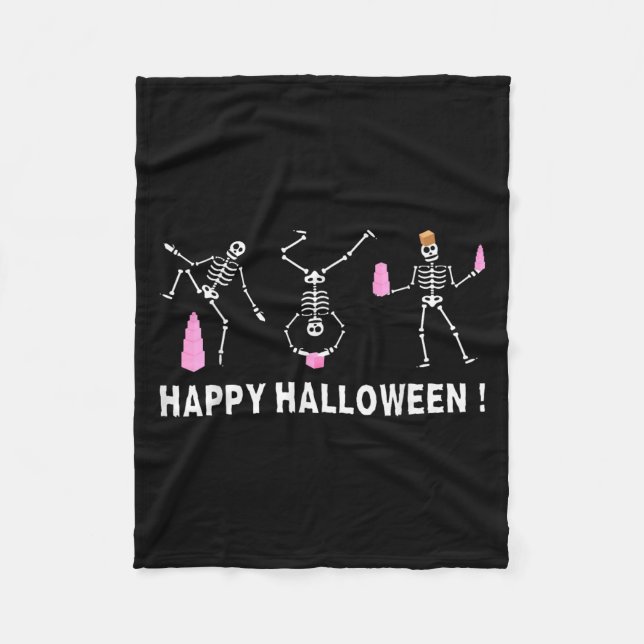 Halloween Montessori Teacher Skeleton Dancing Educ Fleece Blanket (Front)