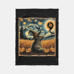 Halloween Moo Deng Witch Comma La Harris Fleece Blanket