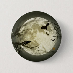Halloween Moon 6 Cm Round Badge