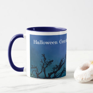 Halloween Moon at Night in Shades of Blue & Green Mug
