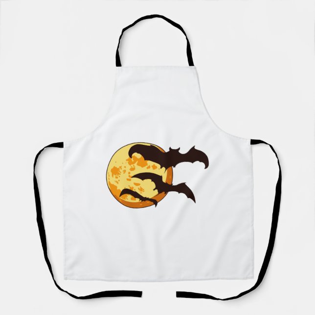 Halloween Moon & Bats Apron (Front)