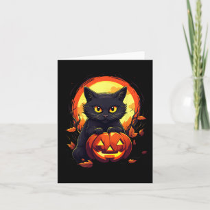 Halloween Moon Black Cat and Pumpkin For Men Women Card