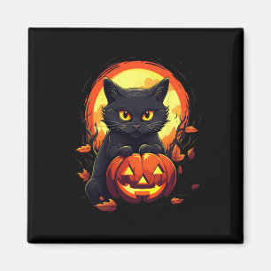 Halloween Moon Black Cat and Pumpkin For Men Women Magnet
