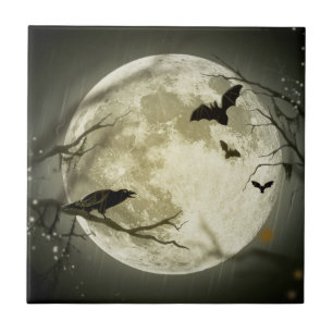 Halloween Moon Ceramic Tile