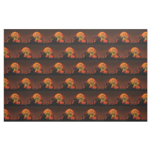 Halloween Moon Combed Cotton Fabric