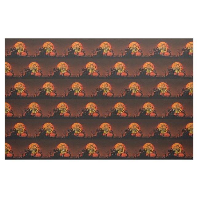 Halloween Moon Combed Cotton Fabric (Fat Quarter)