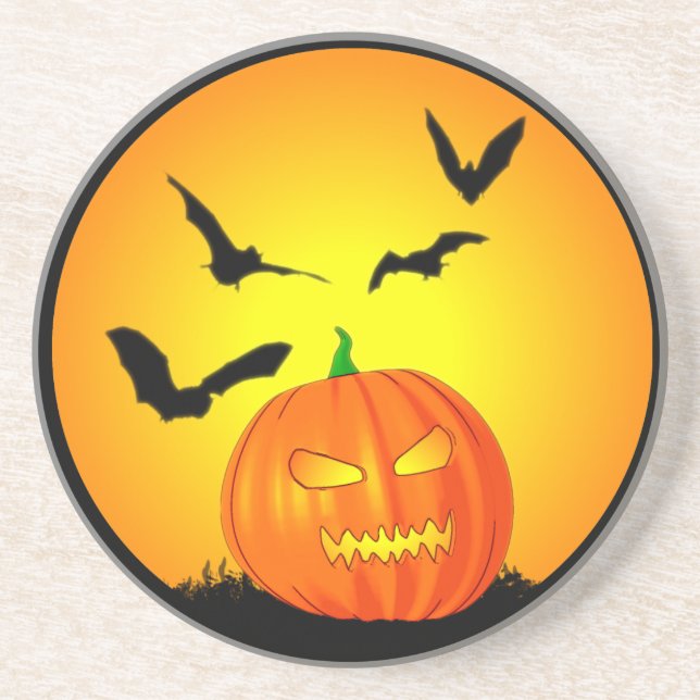 Halloween Moon Jack-O-Lantern Coaster (Front)