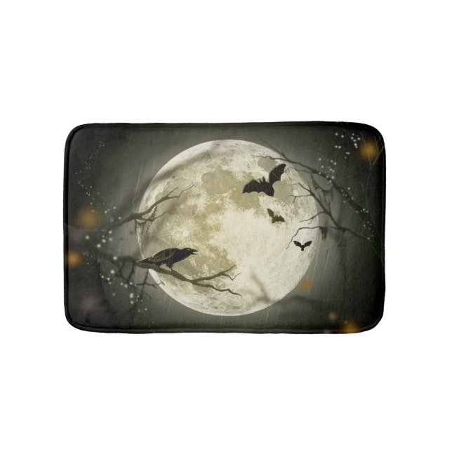 Halloween Moon Spooky Crows Bath Mat (Front)