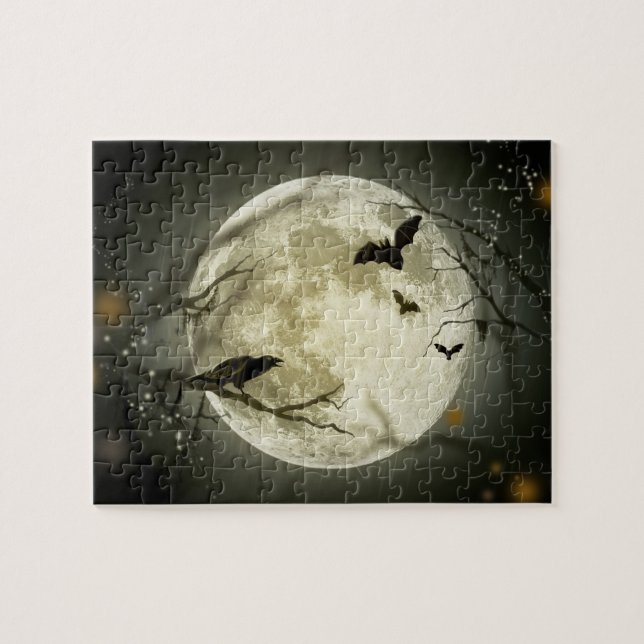 Halloween Moon Spooky Crows Jigsaw Puzzle (Horizontal)