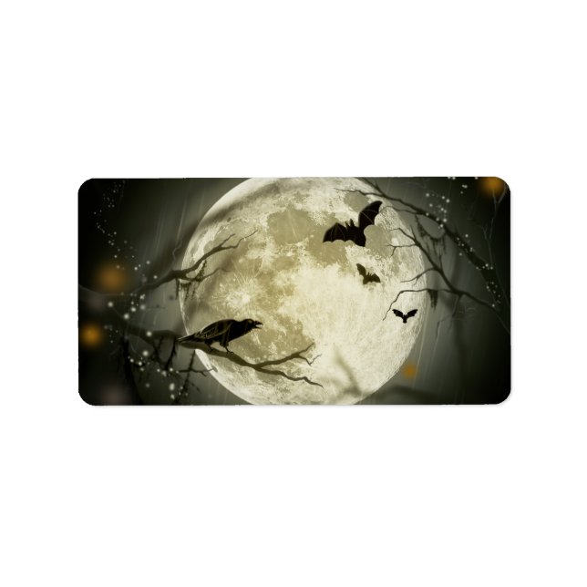 Halloween Moon Spooky Crows Label (Front)