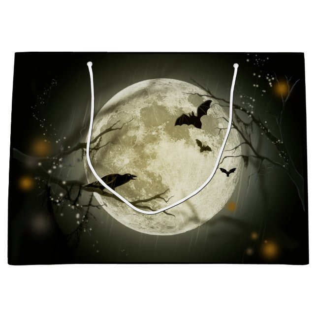 Halloween Moon Spooky Crows Large Gift Bag (Front)