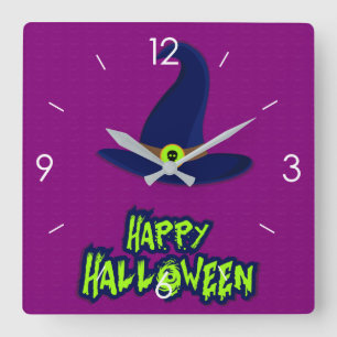 Halloween Moonlight Haunted House Square Wall Cloc Clock