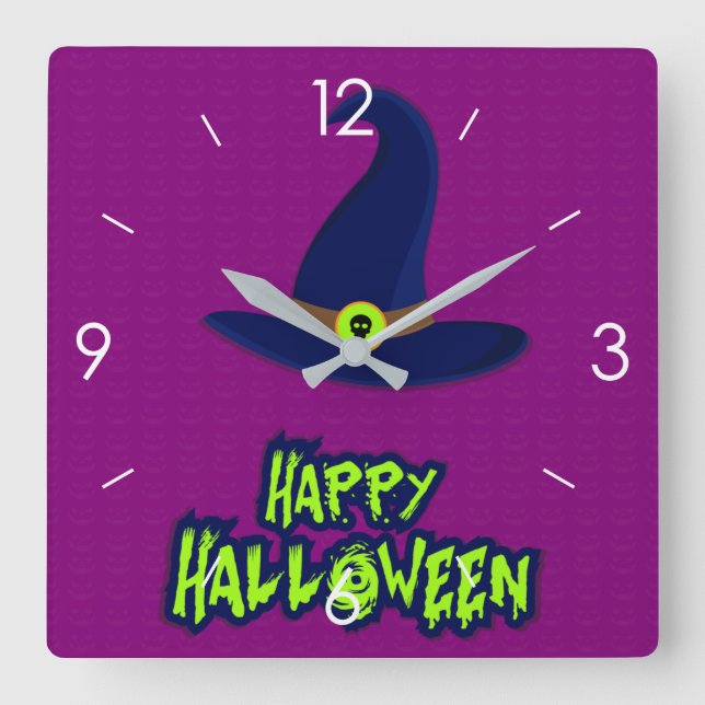 Halloween Moonlight Haunted House Square Wall Cloc Square Wall Clock (Front)