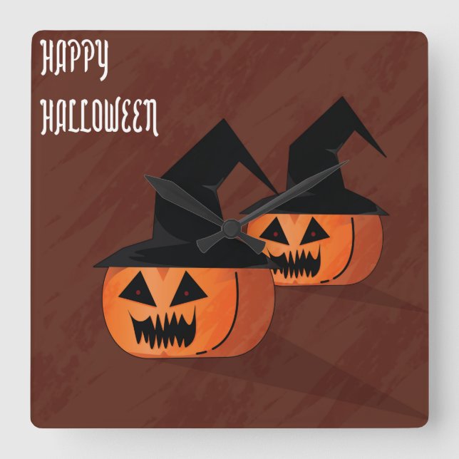 Halloween Moonlight Haunted House Square Wall Cloc Square Wall Clock (Front)