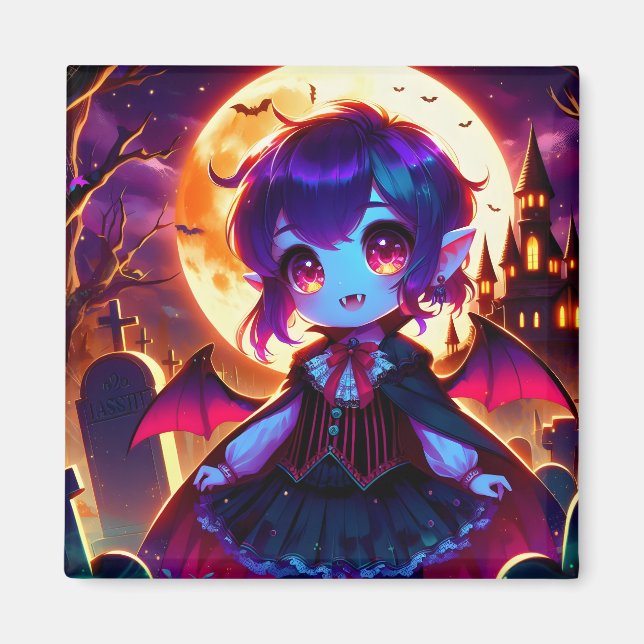 Halloween - Moonlit chibi vampire Magnet (Front)