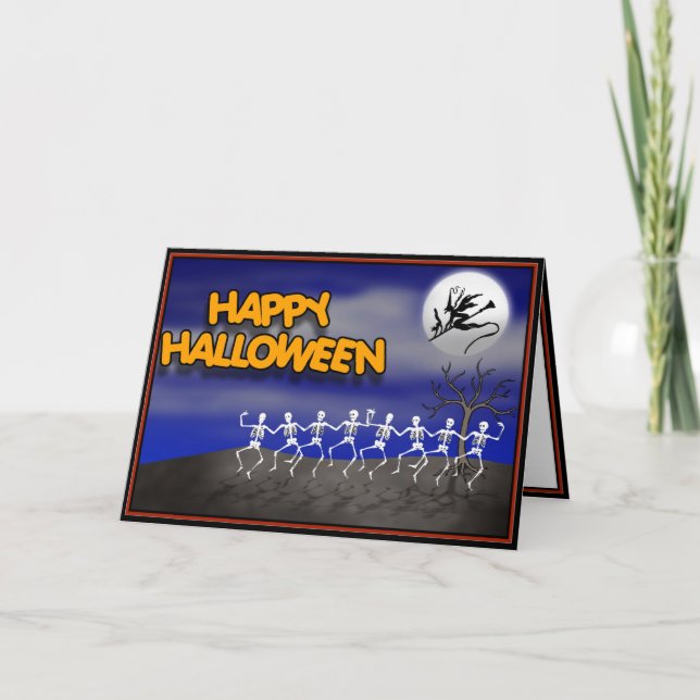 Halloween Moonlit Party Scene Card (Front)