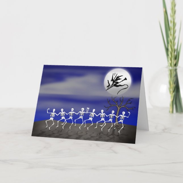 Halloween Moonlit Party Scene Card (Front)