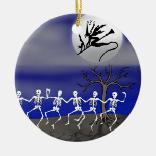 Halloween Moonlit Party Scene Ceramic Tree Decoration