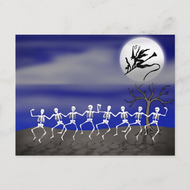 Halloween Moonlit Party Scene Postcard (Front)