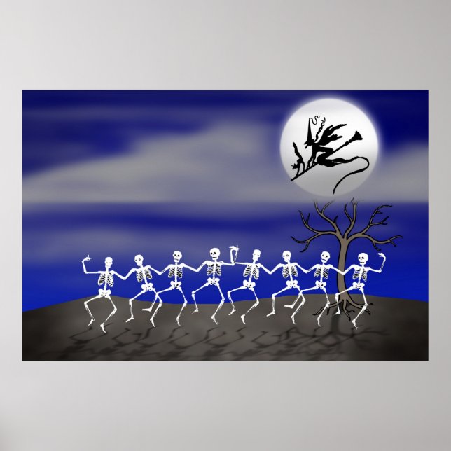 Halloween Moonlit Party Scene Poster (Front)