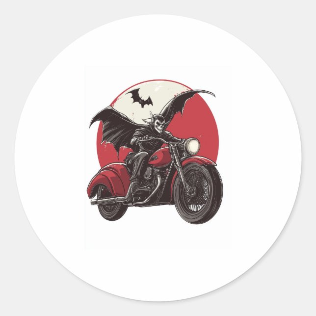 Halloween Moonlit Vampire Ride Classic Round Sticker (Front)