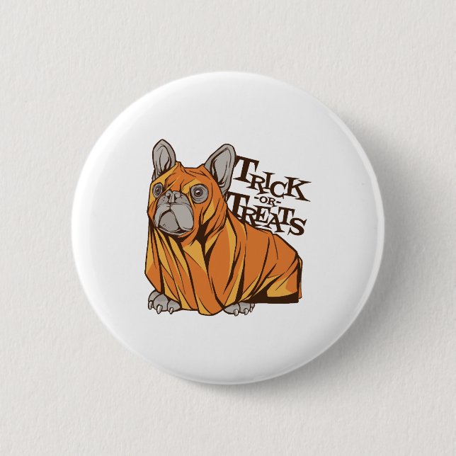 Halloween mops 6 cm round badge (Front)