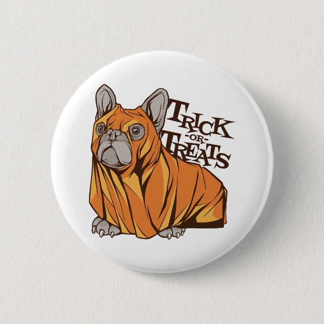 Halloween mops 6 cm round badge (Front)