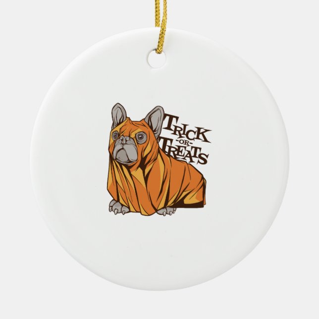 Halloween mops ceramic ornament (Front)