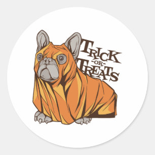 Halloween mops classic round sticker