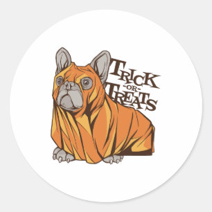 Halloween mops classic round sticker